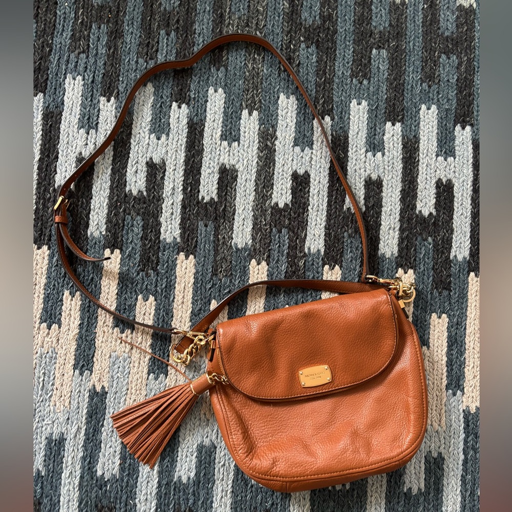 Michael Kors Brown Leather Medium Crossbody Satchel Bag